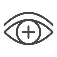 An icon of an eye with hyperopi